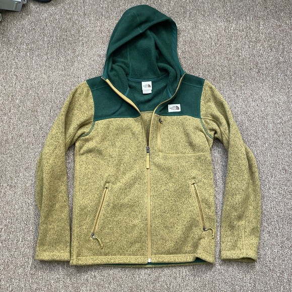 The North Face SmallHoodie Jacket Zip Green Khaki Fleece
